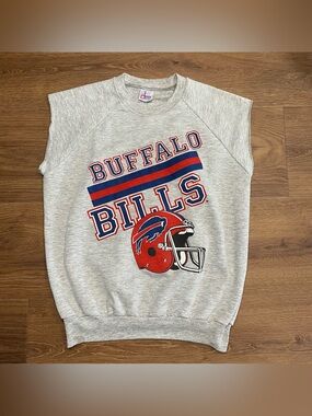 Vintage Buffalo Bills Sleeveless Cutoff Sweatshirt Size Men’s Medium Garan
